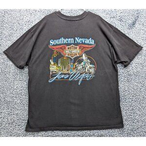 1995 Harley Davidson Las Vegas Strip Shirt Mens XXL Double Sided Biker VTG Black